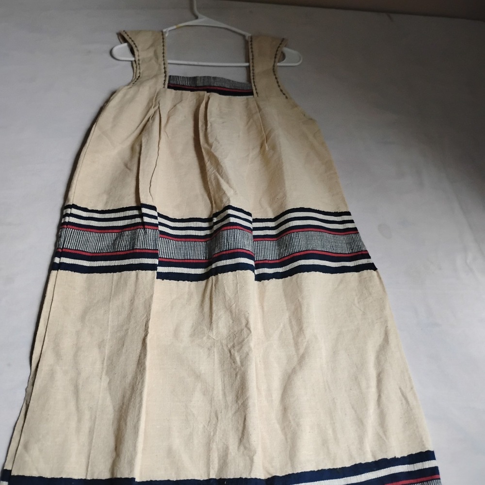 Burlap Sack Dress Medium Woven Maxi Lagenlook Festival Boho Hand Made Pockets - Picture 8 of 15
